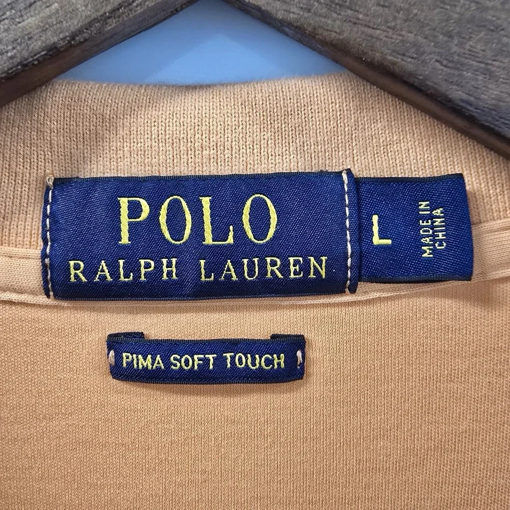 Polo Ralph Lauren Pima Soft Touch Polo Shirt Mens L Orange Multicolor Pony